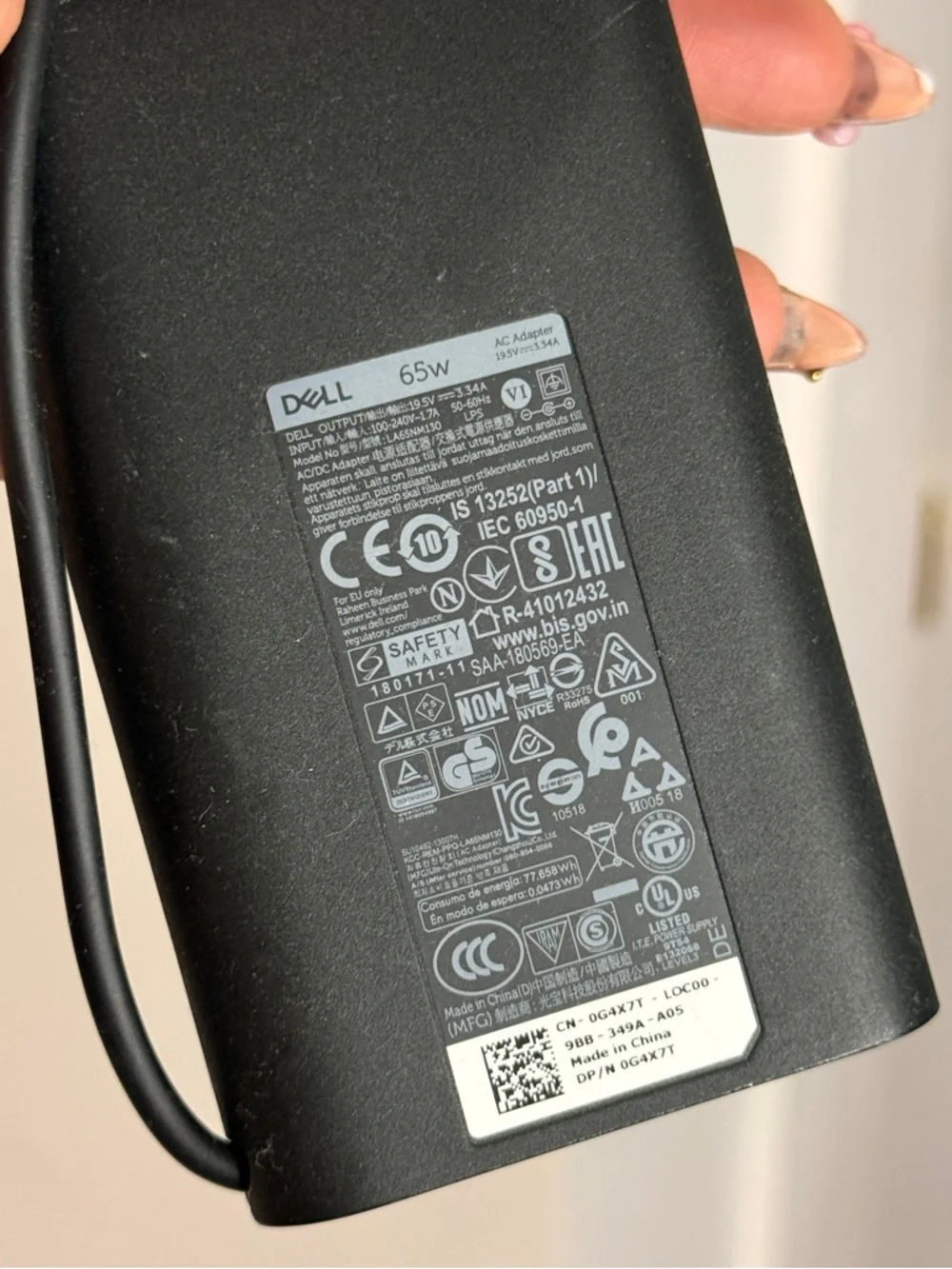 Dell Black 65W AC Laptop Power Adapter
